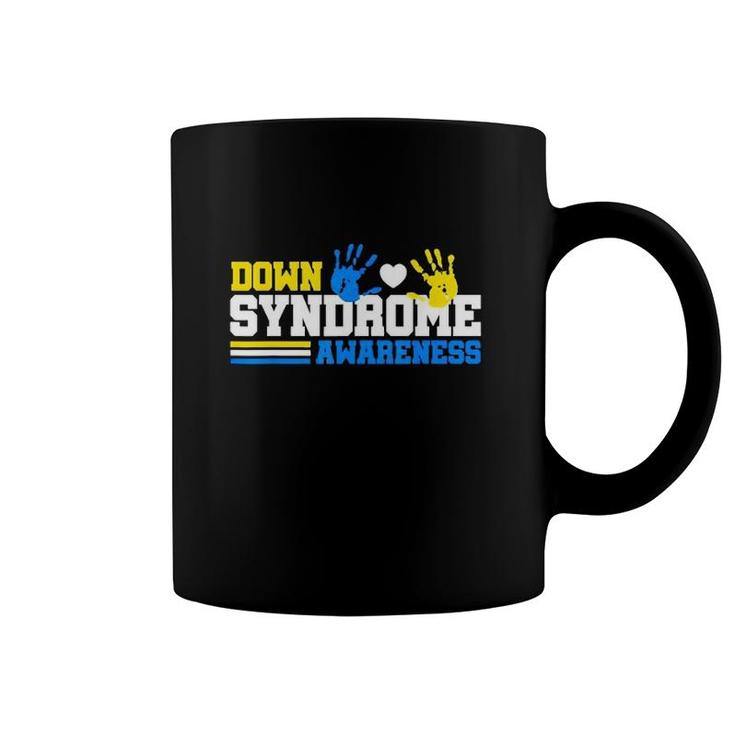 Down Syndrome Awareness Blue And Yellow Hands Coffee Mug