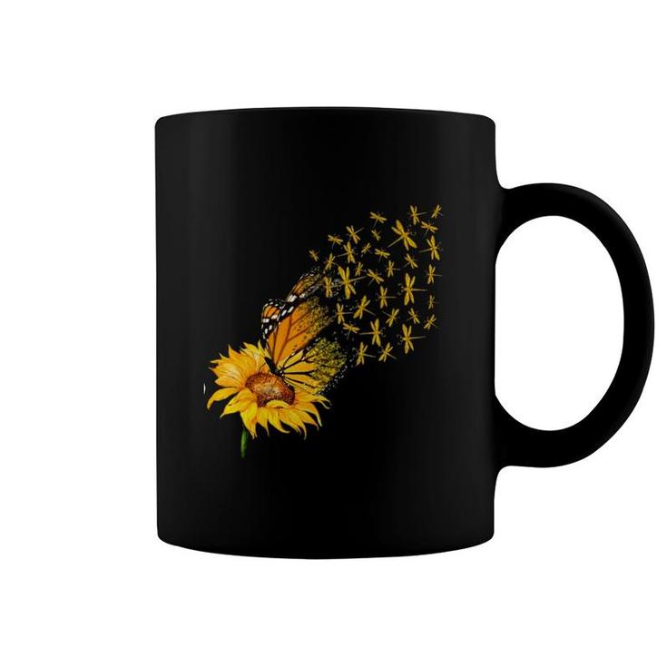 Dragonfly Sunflower And Butterfly Coffee Mug
