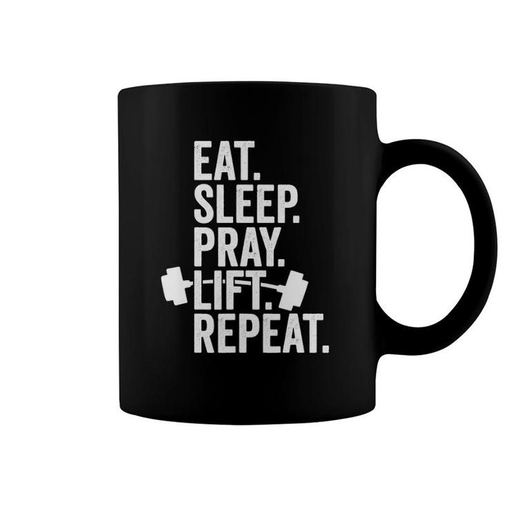 Eat Sleep Pray Lift Repeat Christian Workout Athlete Coffee Mug
