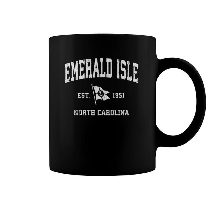 Emerald Isle Nc Vintage Nautical Boat Anchor Flag Sports  Coffee Mug