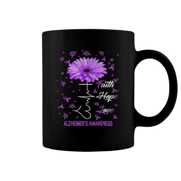 Faith Hope Love Alzheimer's Awareness Purple Flower Gift Coffee Mug