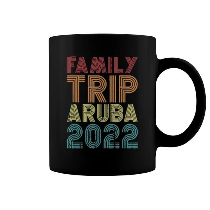 Family Trip Aruba 2022 Vacation Matching Vintage Retro Cool  Coffee Mug