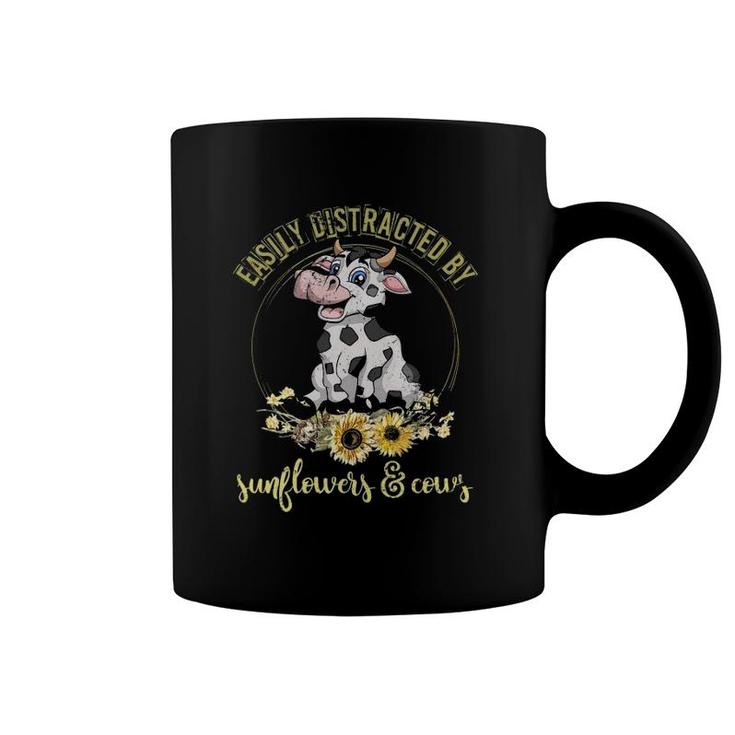 Farmer Women Gift Easily Distracted By Sunflowers And Cows Coffee Mug