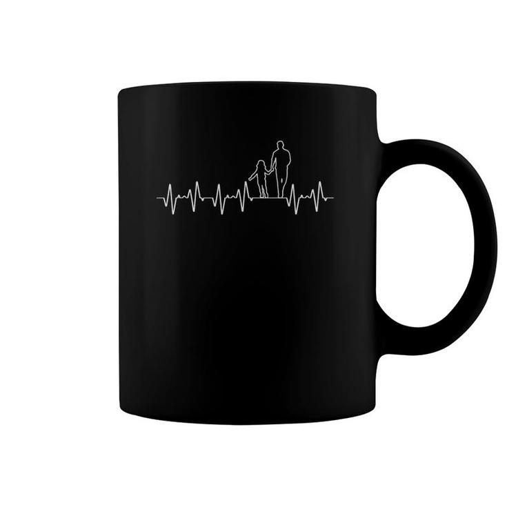 Father Daughter Heartbeat Dad Little Father's Day Coffee Mug