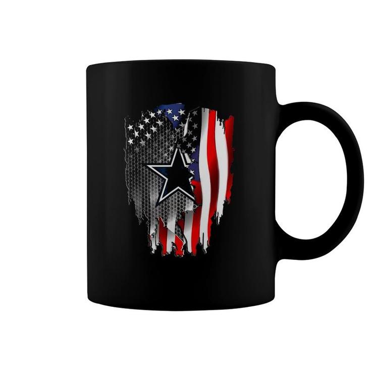 Father's Day Gift Cowboy Flag Football Dallas Fans Usa Flag Coffee Mug