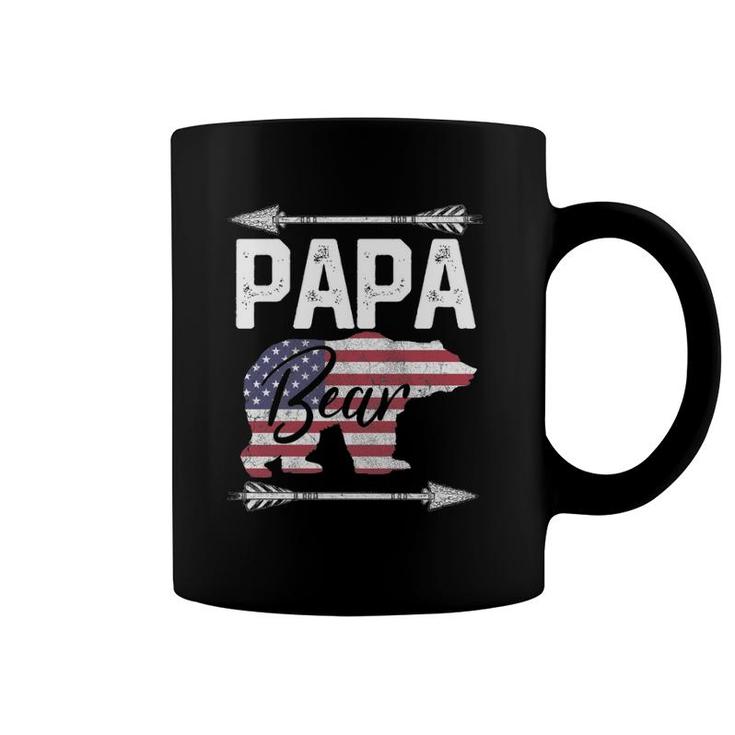Father's Day Gift Papa Bear Dad Grandpa Usa Flag July 4Th Coffee Mug