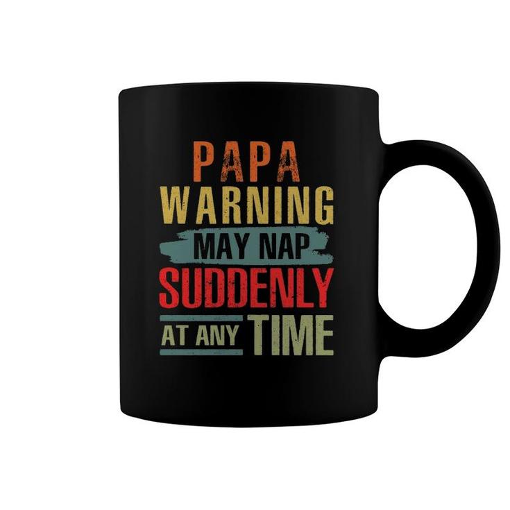 Father’S Day Papa Warning May Nap Suddenly At Any Time Funny Vintage Coffee Mug