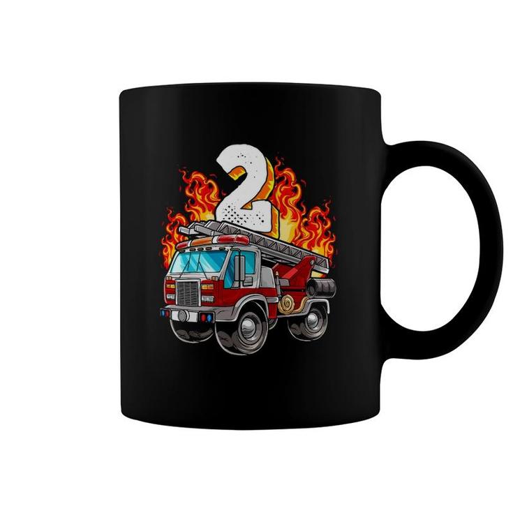 Firefighter 2Nd Birthday Fireman And Firetruck Birthday Boys Coffee Mug