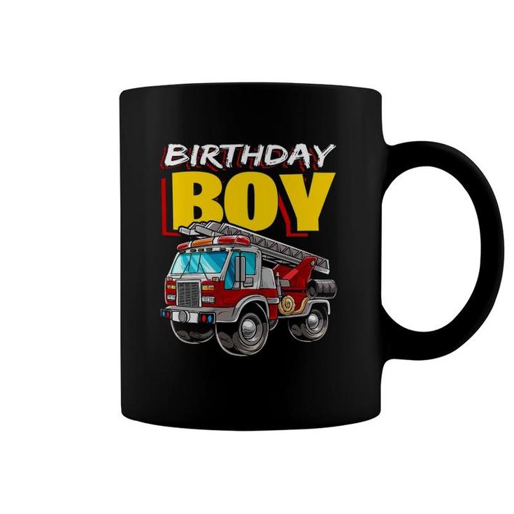 Firefighter Birthday Boy Matching Family Fireman Fire Truck Coffee Mug