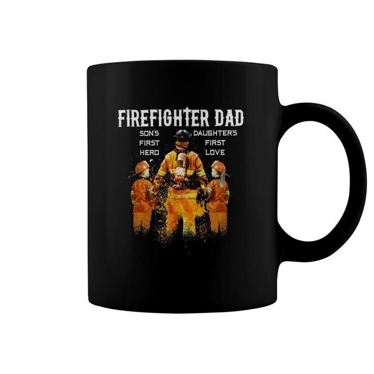 Firefighter Dad Son's First Hero Daughter's First Love Coffee Mug