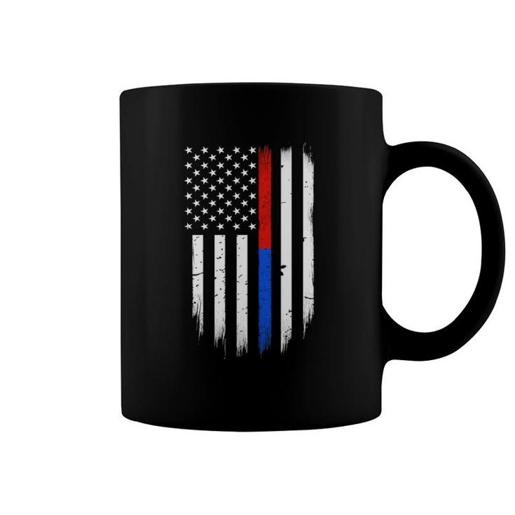 Firefighter Police Flag Thin Red Blue Line Coffee Mug