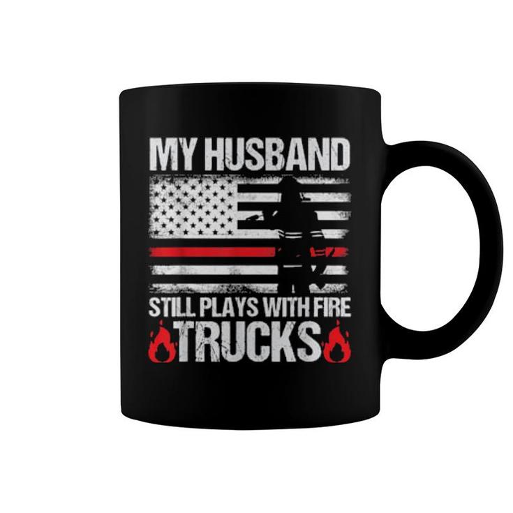 Firefighter's Wife Quote Proud Fireman Usa Flag Design  Coffee Mug