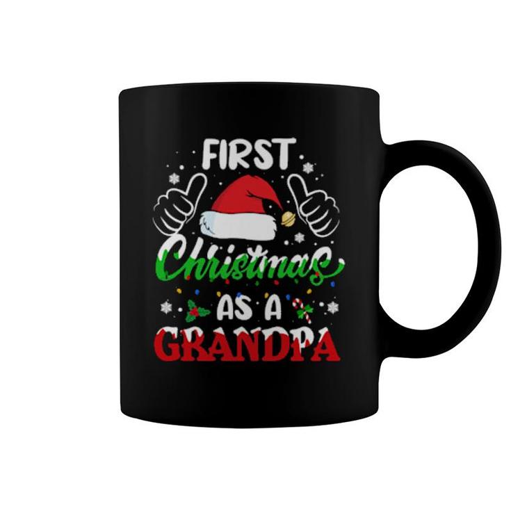 First Christmas As A Grandpa  Santa Hat Xmas Light 2021  Coffee Mug