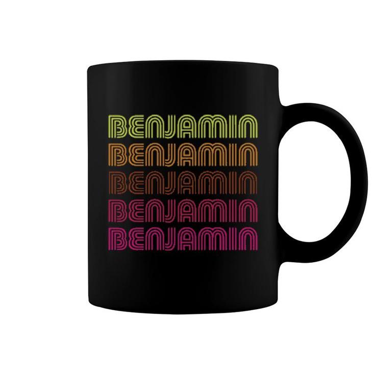 First Name Benjamin Funky Retro Vintage Disco Design Coffee Mug