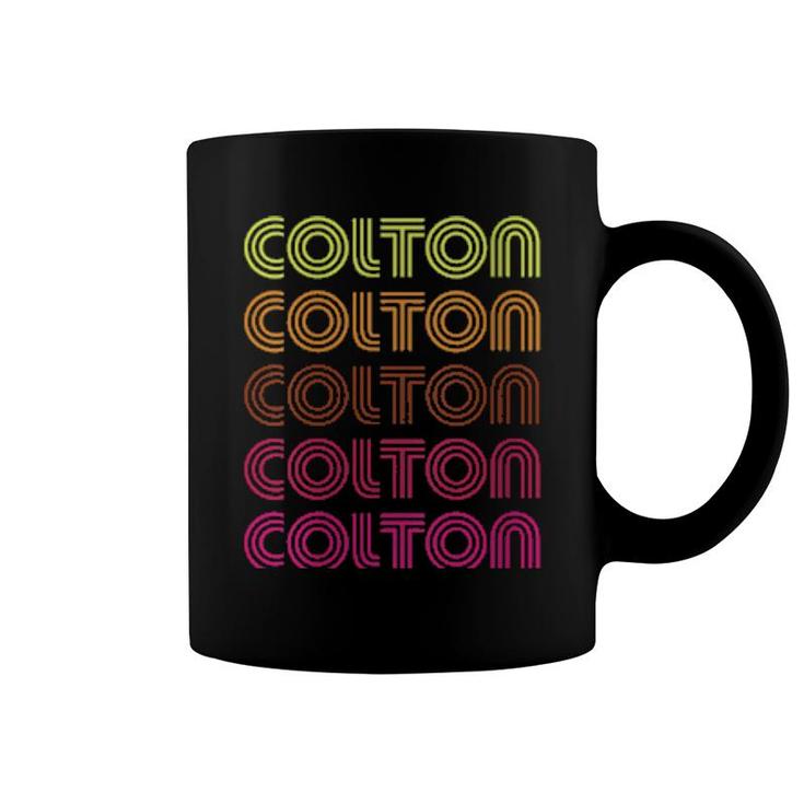 First Name Colton Funky Retro Vintage Disco Design Coffee Mug