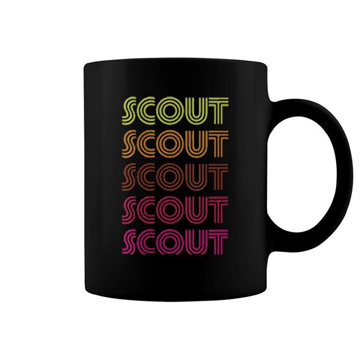 First Name Scout Funky Retro Vintage Disco Design Coffee Mug