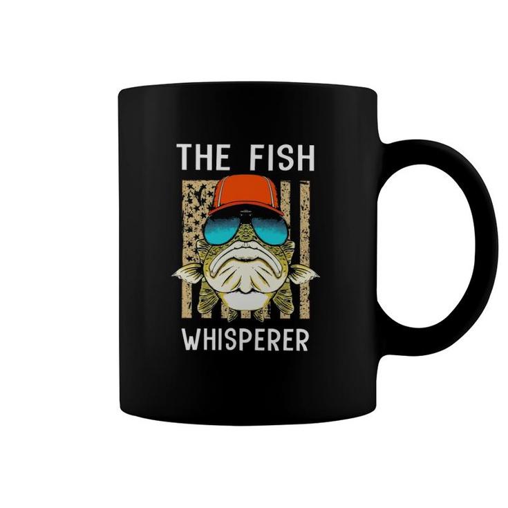 Fishing Fisherman  The Fish Whisperer American Flag Coffee Mug