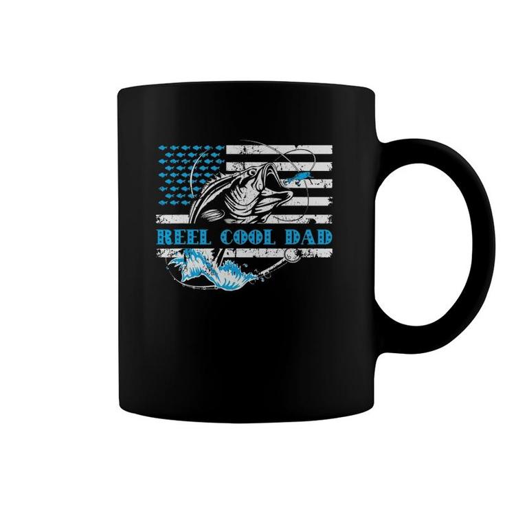 Fishing Stuff For Father's Day Reel Cool Dad American Flag Coffee Mug