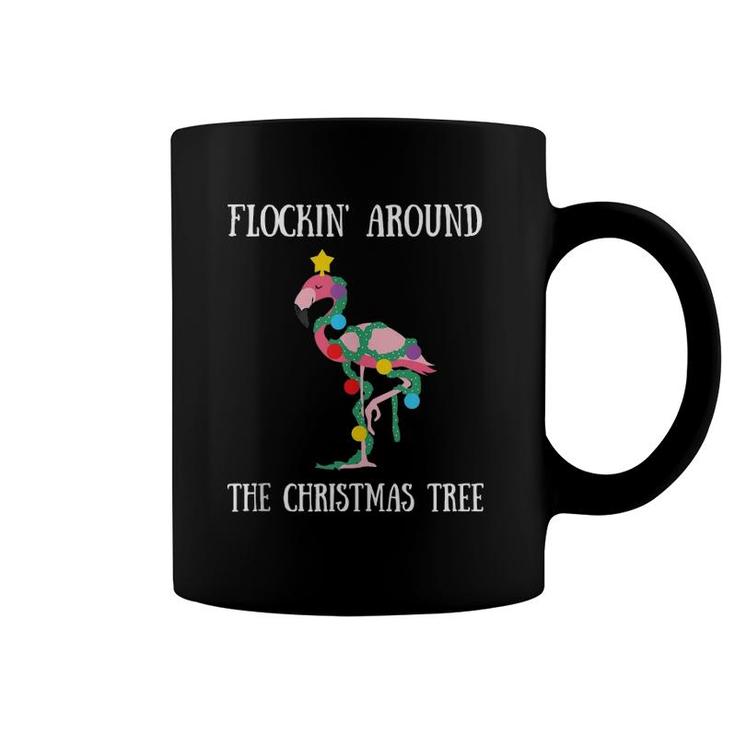 Flamingo Flocking Around The Christmas Tree Light Chain  Coffee Mug