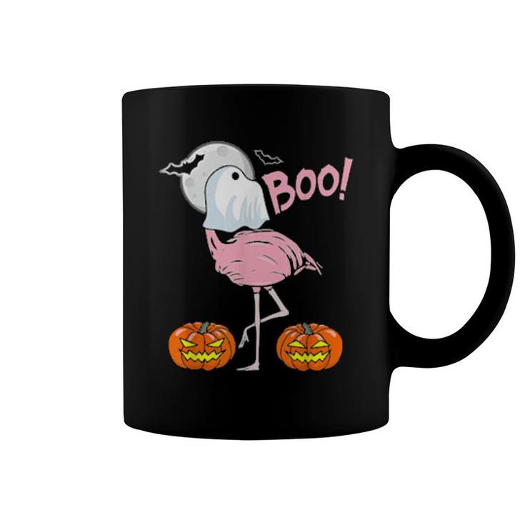 Flamingo Ghost Boo Pink Sunset Retro Halloween Bird Animal  Coffee Mug