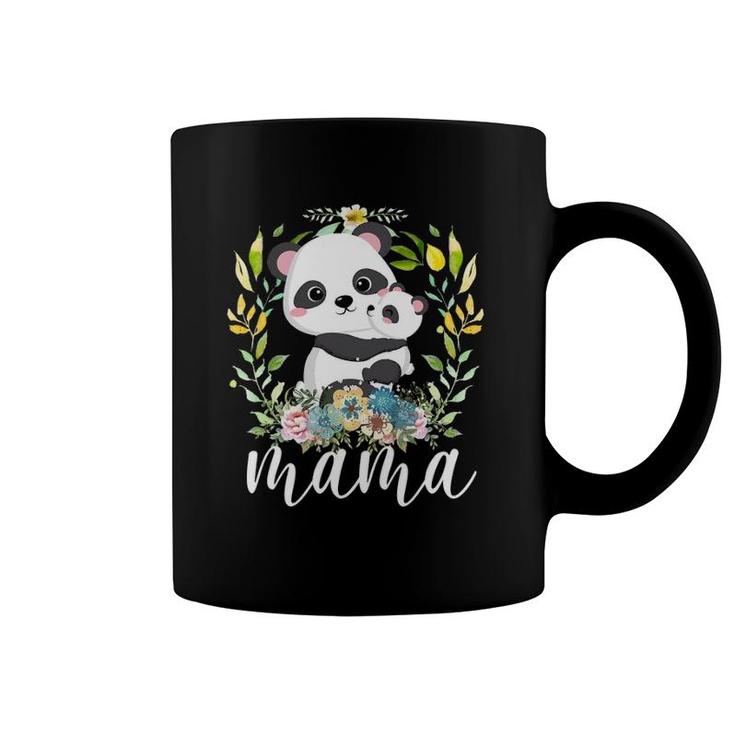 Flowers Mom & Cute Baby Panda - Animal Mama Mother's Day Coffee Mug