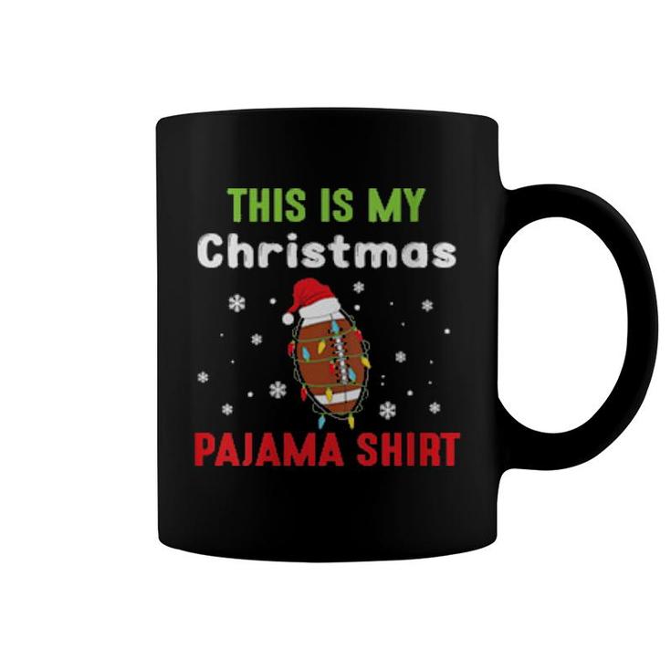 Football Christmas Lights Santa Hat Xmas Sports Coffee Mug