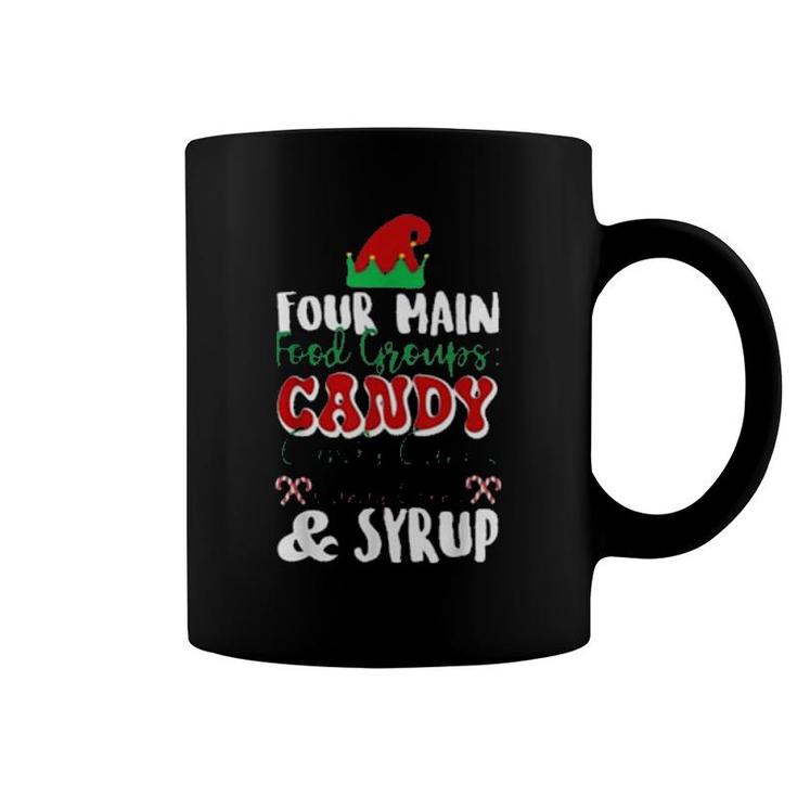 Four Main Food Groups Elf Buddy Christmas Pajama Xmas Tee  Coffee Mug