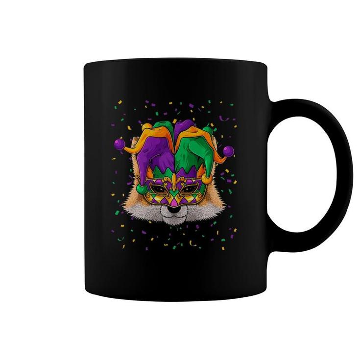Fox Mardi Gras Animal Face Carnival Jester Festival  Coffee Mug