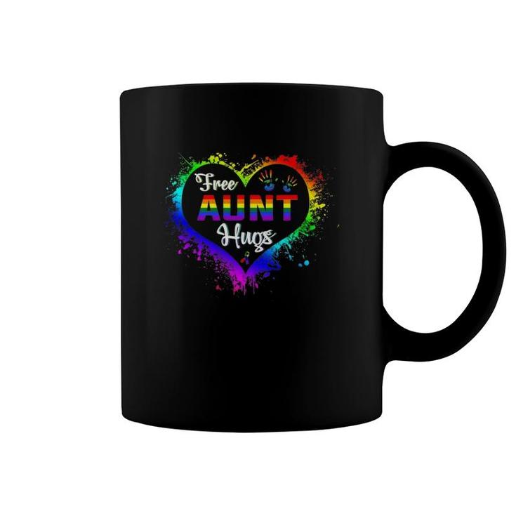 Free Aunt Hugs Lbgt Heart Rainbow Gay Pride Month Gift Coffee Mug