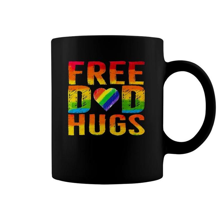 Free Dad Hugs Lgbtq Gay Pride Parades Rainbow  For Dad Coffee Mug