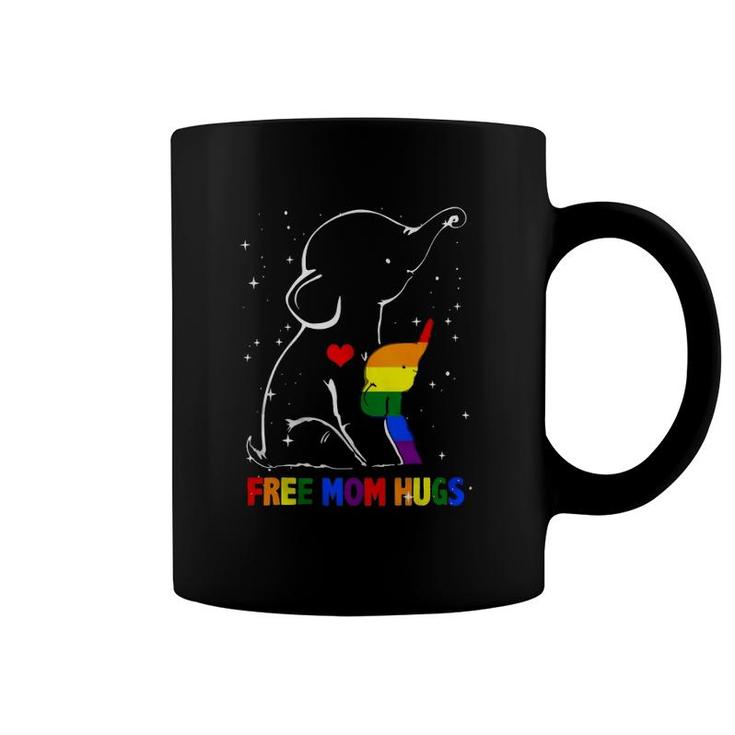 Free Mom Hugs Lgbt Mom Mother Elephant Rainbow Gifts Womens Coffee Mug