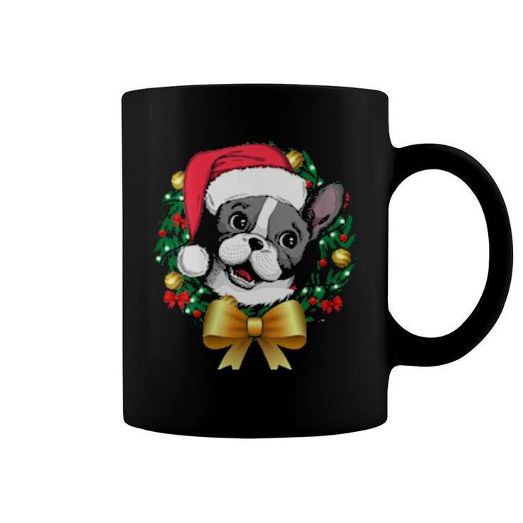 French Bulldog Christmas  Santa Xmas Wreath Tree  Coffee Mug