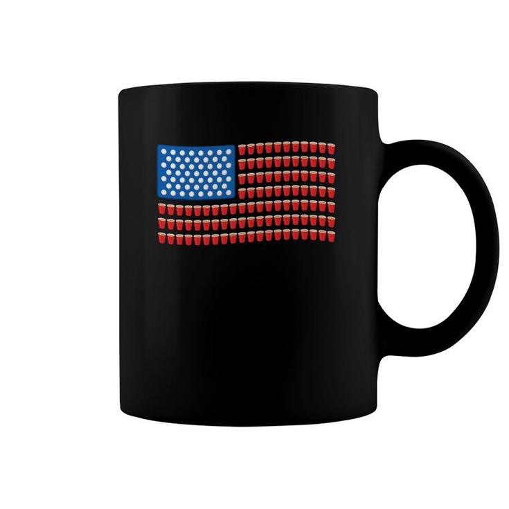Funny 4Th Of July Beer Pong American Flag Coffee Mug
