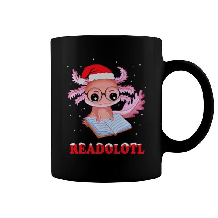 Funny Axolotl Santa Xmas Readolotl Bookworm Book Reading  Coffee Mug