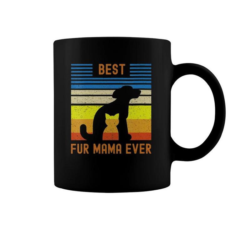 Funny Best Fur Mama Ever Vintage Retro Dog Cat Mom Owner Coffee Mug