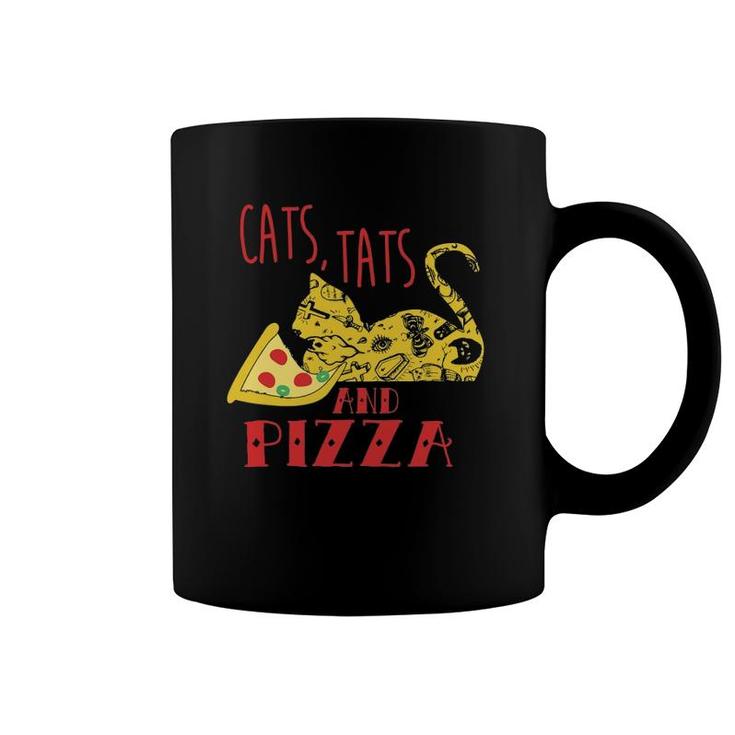 Funny Cat Lovers Gift Tattoo Lovers Pizza & Cats Coffee Mug
