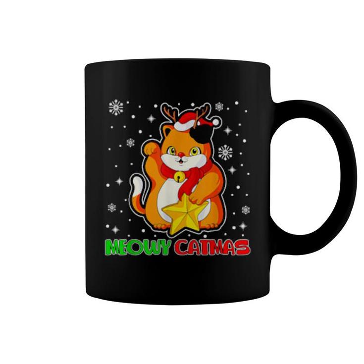 Funny Christmas Cat Matching Family Pajamas Meowy Catmas  Coffee Mug