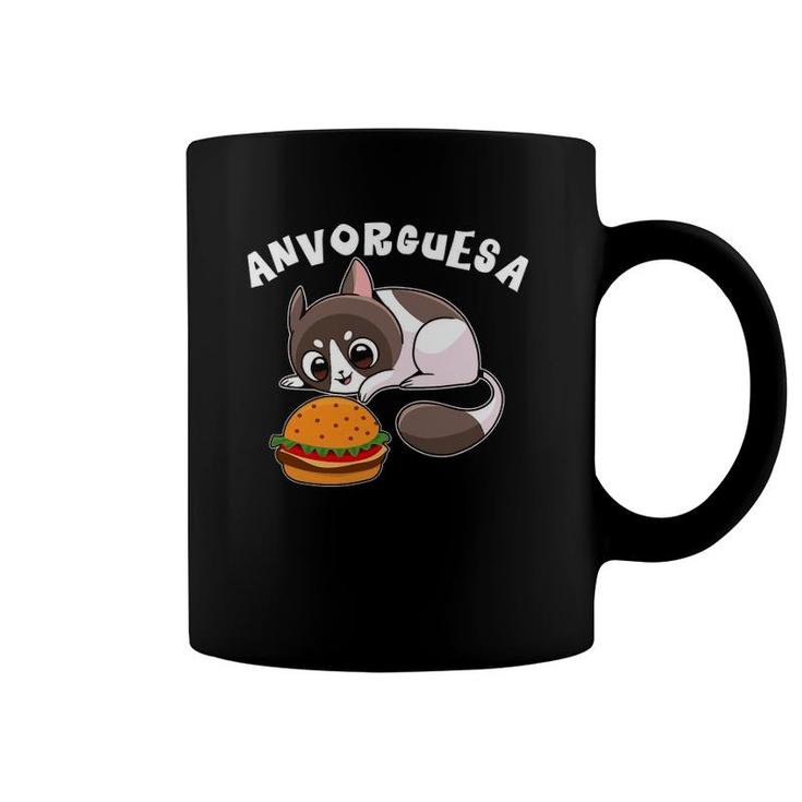 Funny Cute Cat Anvorguesa Hamburger Kitty Lovers Coffee Mug