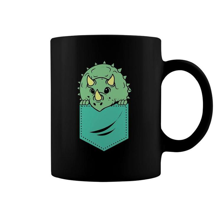 Funny Dinosaur In Your Pocket Triceratops Coffee Mug