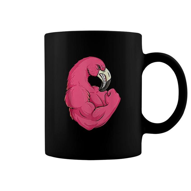 Funny Flamingo Weightlifting Bodybuilder Muscle Coffee Mug