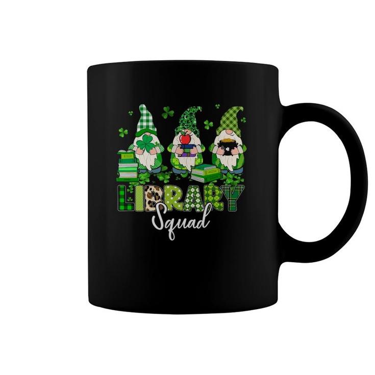 Funny Gnomes Leopard Shamrock Library Squad St Patricks Day Coffee Mug