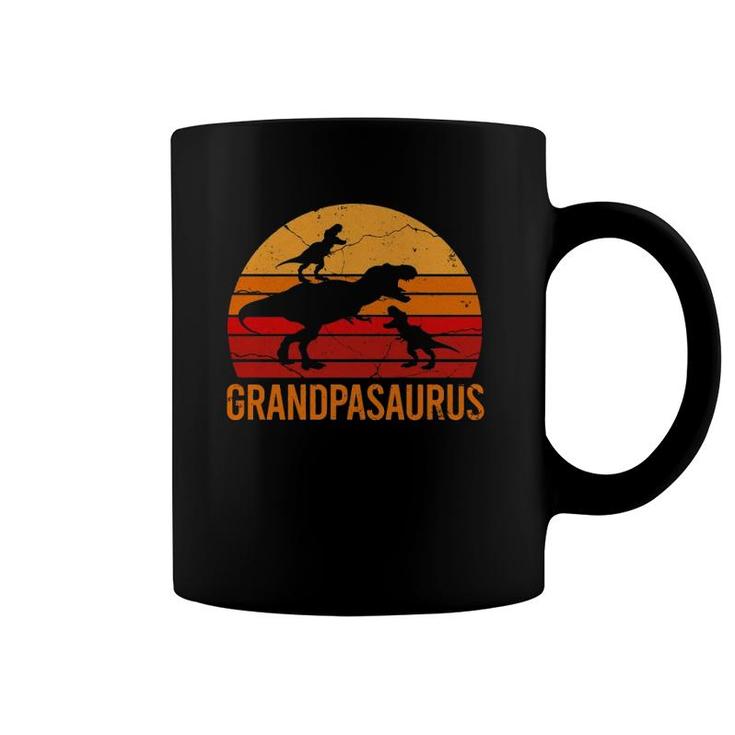 Funny Grandpa Dinosaur Daddy Gift 2 Two Kids Grandpasaurus Coffee Mug