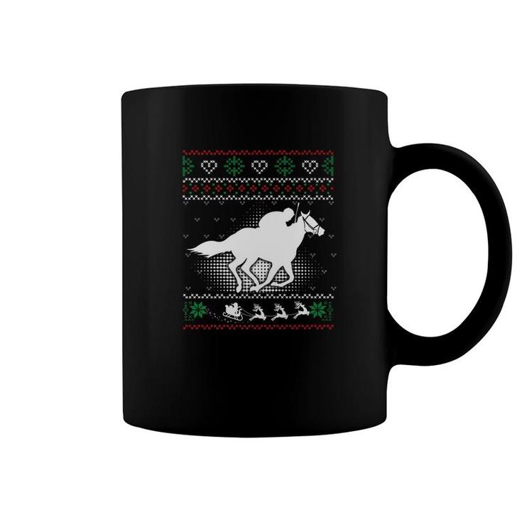 Funny Horse Racing Ugly Christmas Xmas Horse Riding Coffee Mug
