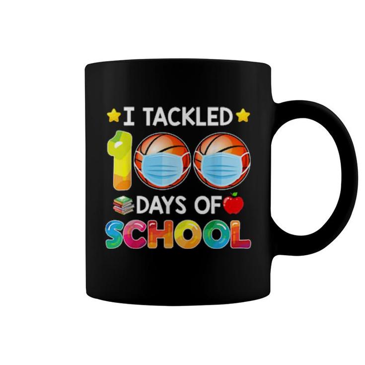 Funny I Tackled 100 Days Of School Basketball Boy Matching  Coffee Mug