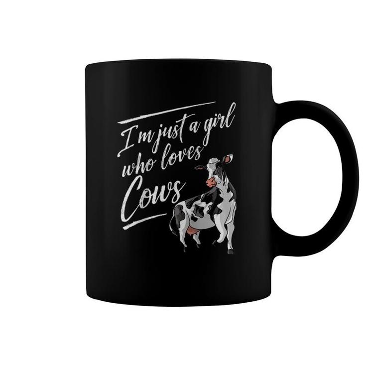 Funny I'm Just A Girl Who Loves Cows Gift Farm Girl Women Raglan Baseball Tee Coffee Mug