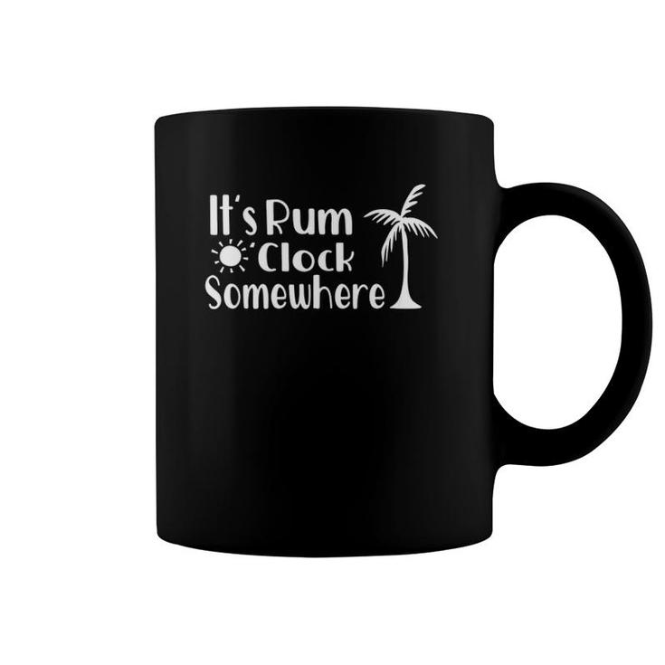 Funny It's Rum O' Clock Somewhere Palm Tree Beach Tank Top Coffee Mug