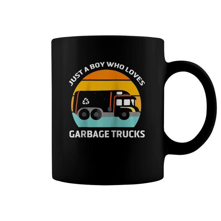 Funny Just A Boy Who Loves Garbage Trucks Kids Gargabe Truck  Coffee Mug