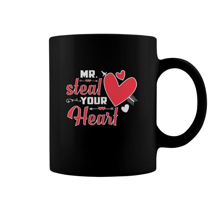 Funny Mr Steal Your Heart Gift Baby Toddler Boys Valentine's Day Coffee Mug