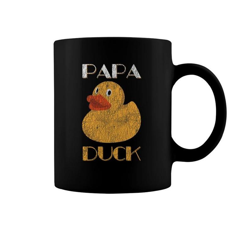 Funny Papa Duck Farm Animal Distressed Design Father's Day Coffee Mug