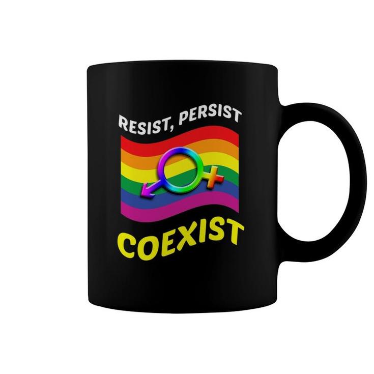 Funny Resist Persist Coexist Bi Lesbian Gay Lgbt Coffee Mug
